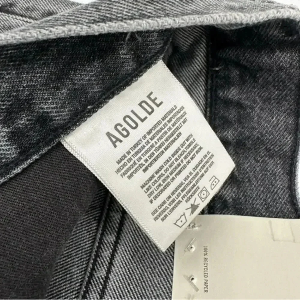 NWT Agolde Dee High Rise Short in Moxy Sz 32 Mom Shorts (Black) B1726